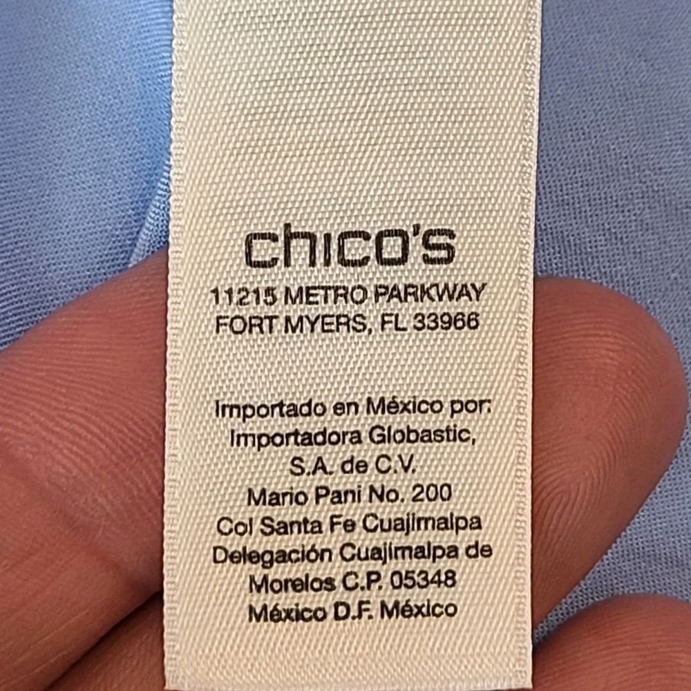 Chicos Sz 2 Resort Beach Vacation Hippie Boho Light Blue Sequin Sheer Tunic Top - Picture 8 of 11